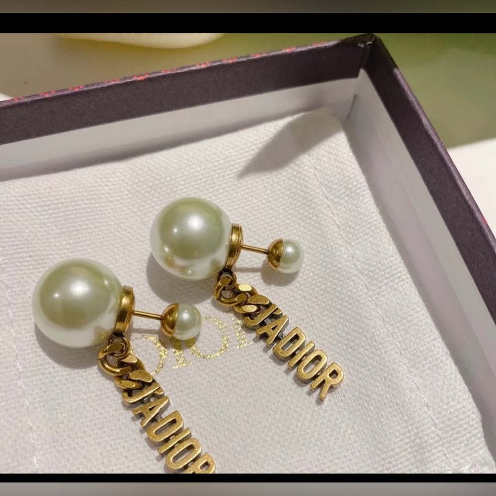 Dior Gold and White J'Adior Earrings